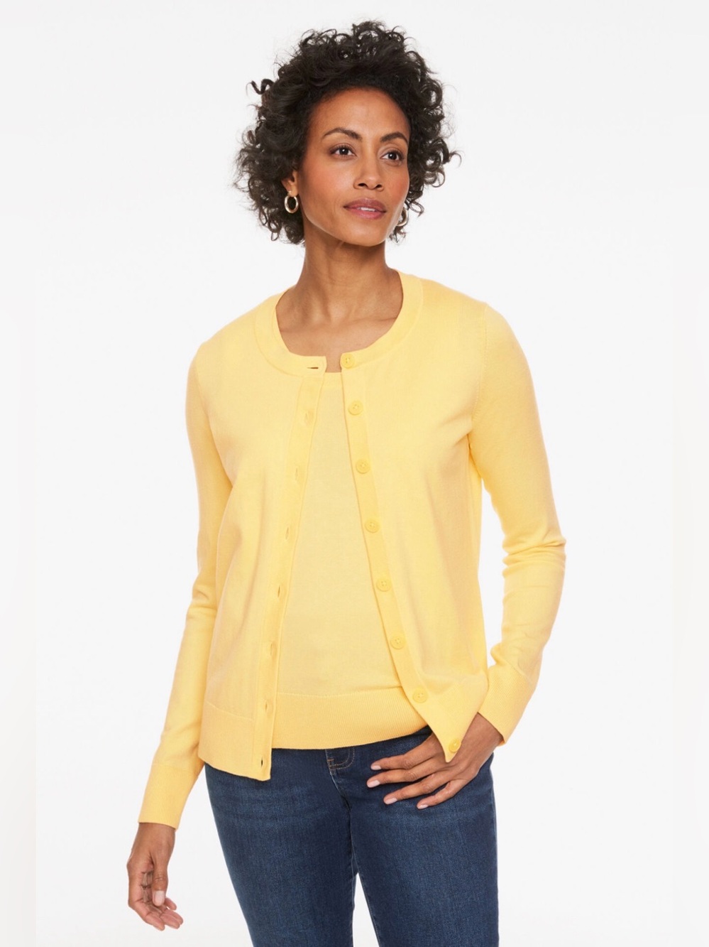NWT - Talbots Charming Cardigan - Wide Placket in Daisy Yellow